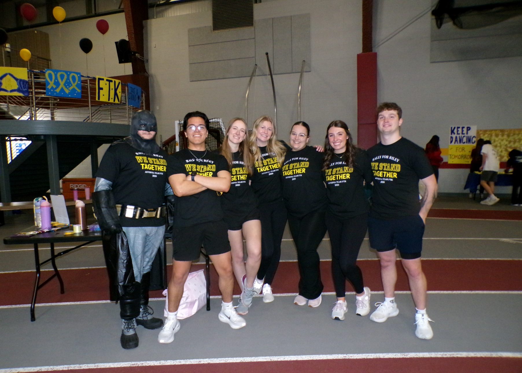 Alvernia Team FTK members pose together during the 2026 dance marathon supporting Four Diamonds.