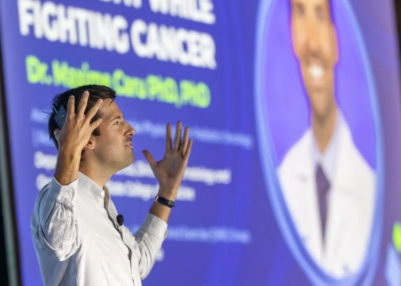 Dr. Maxime Caru presents research on the Pediatric Cancer Physical Activity Program supported by Four Diamonds.